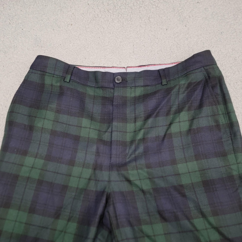 Vineyard Vines Pants Mens 32x32 Green‎ Blackwatch Plaid Slim Fit Cotton Chino - Picture 2 of 11